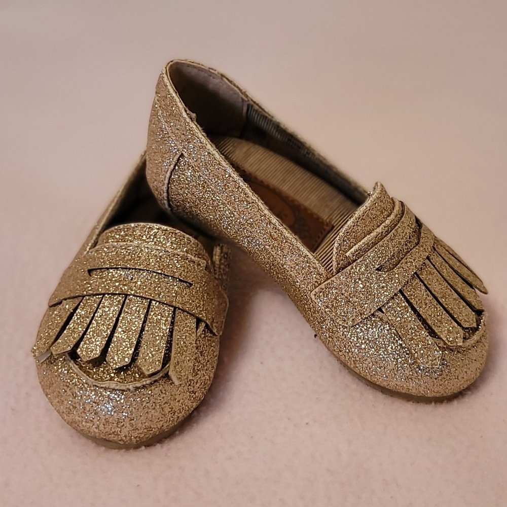 Girl's Sparkly / Glittery Gold Shoes - Size 4